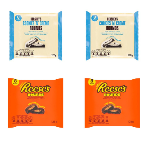 Hershey's Cookies n Creme (128g X Pack of 2) + Reese's Rounds (128g X Pack of 2)