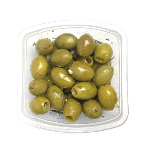 Green Pitted Olives with Lemon, Garlic & Rosemary (160g)